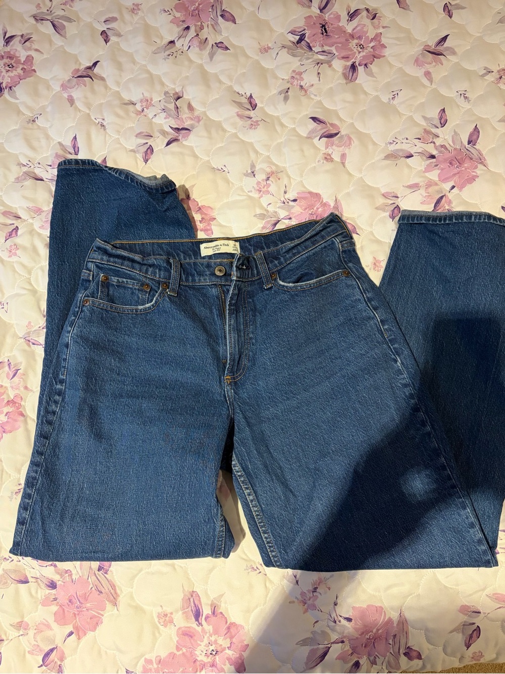 Abercrombie & Fitch curve love Straight-Leg Dark Blue Women’s Jeans